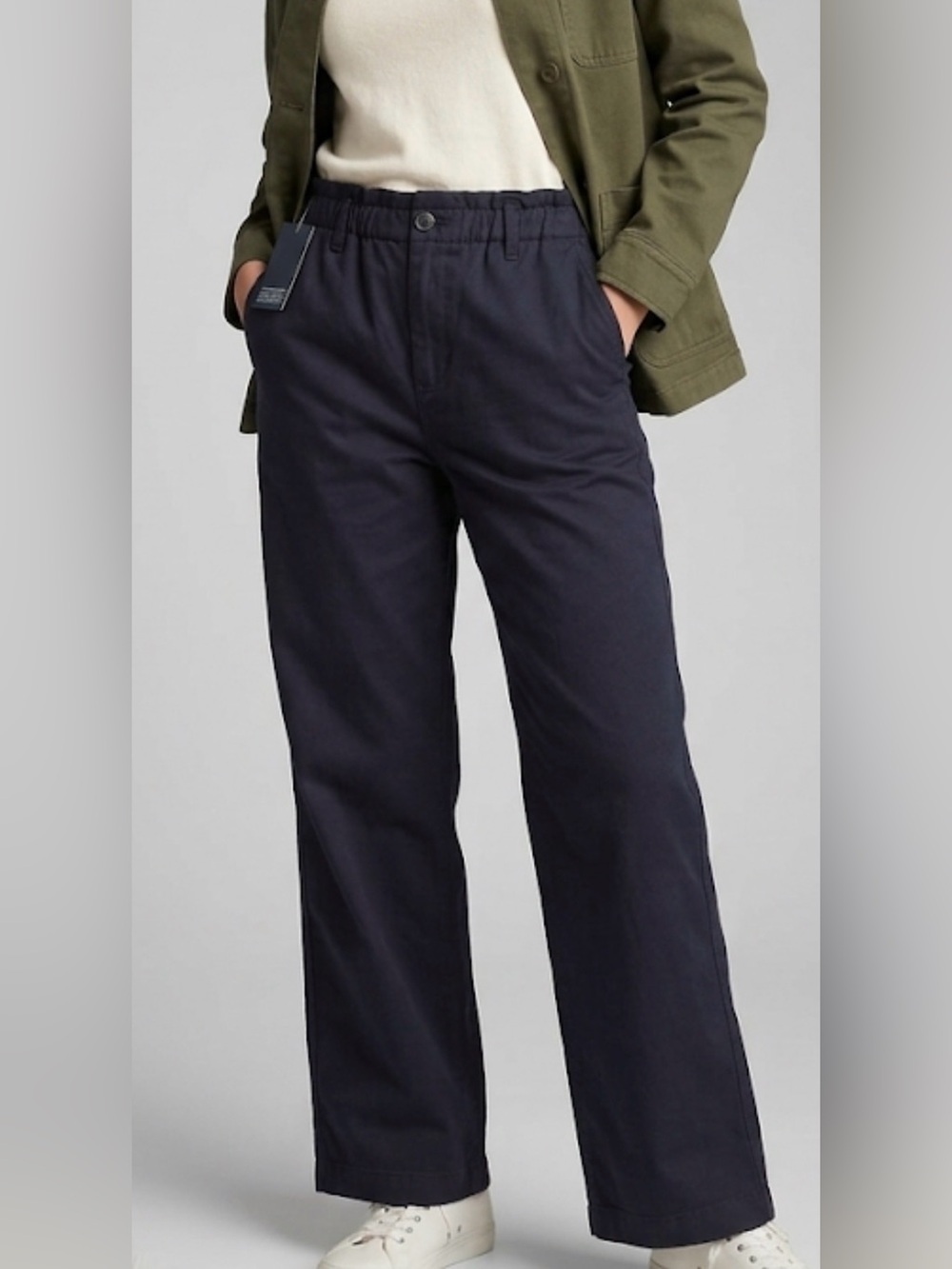 GAP Black Women’s Straight-Leg Twill Elasticized Pant Size L